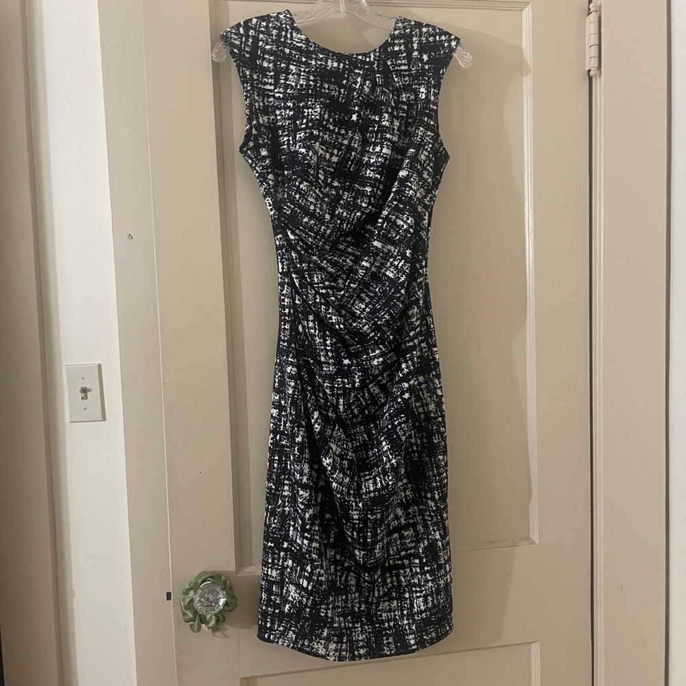 Rinascimento Black and White Midi Dress